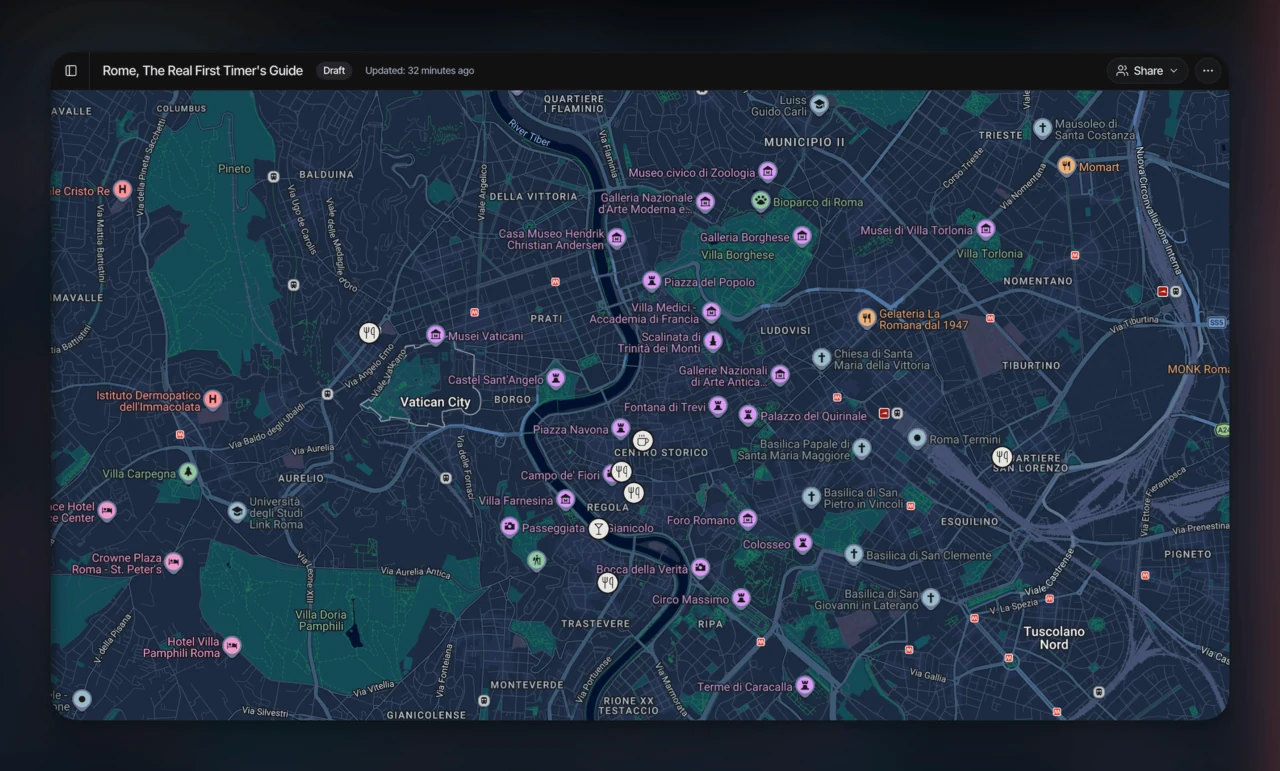Interactive pinned maps